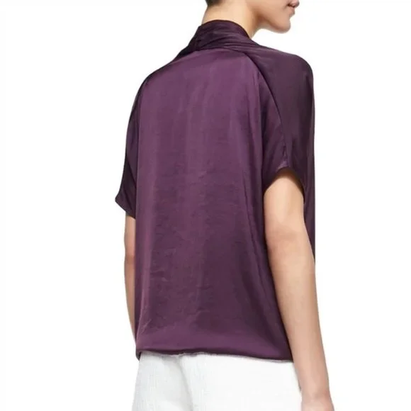 Vince Short Sleeve Wrap Blouse in Black - Picture 5 of 6